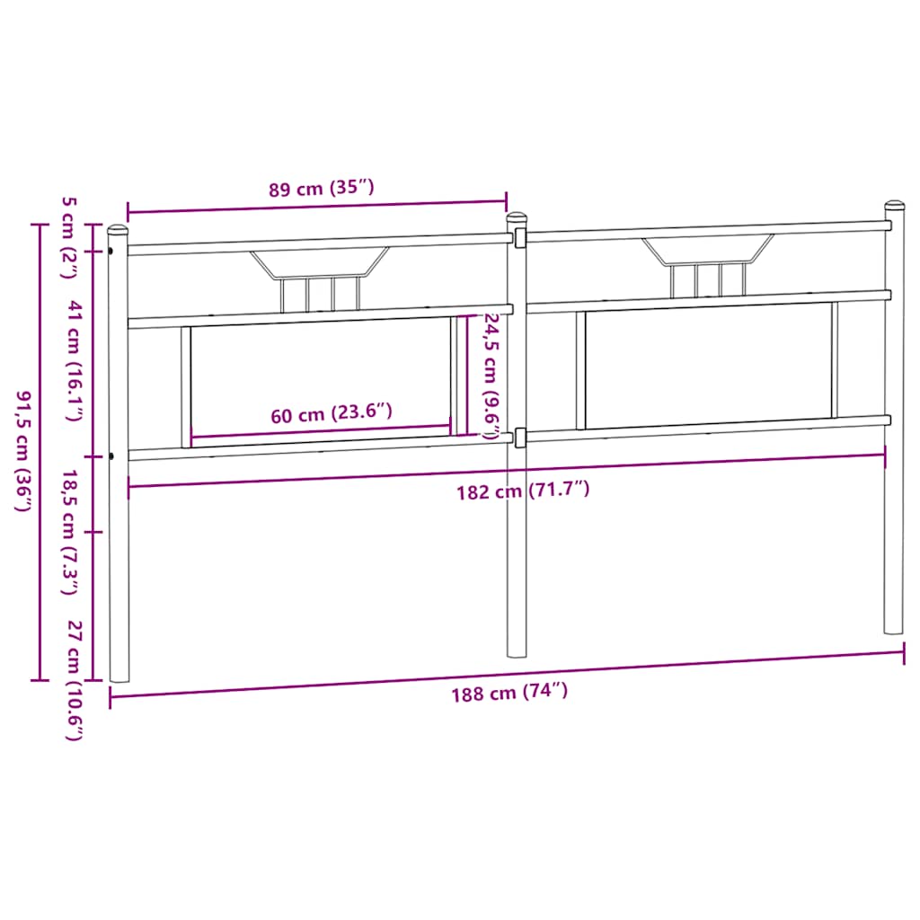 Kopfteil Sonoma-Eiche 180 cm Holzwerkstoff und Stahl