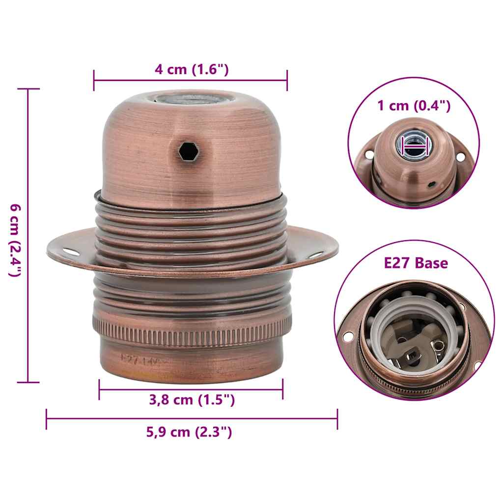 Portalampada, 2 pezzi, bronzo rosso, E27