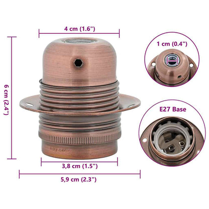 Portalampada, 2 pezzi, bronzo rosso, E27