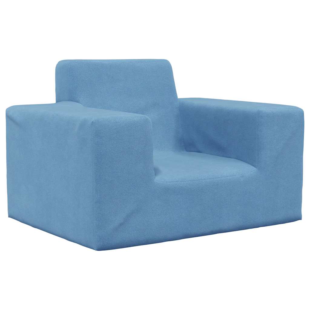 Kindersofa Blau Weich Plüsch