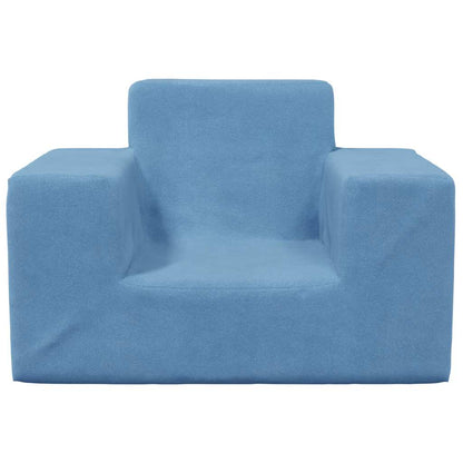 Kindersofa Blau Weich Plüsch