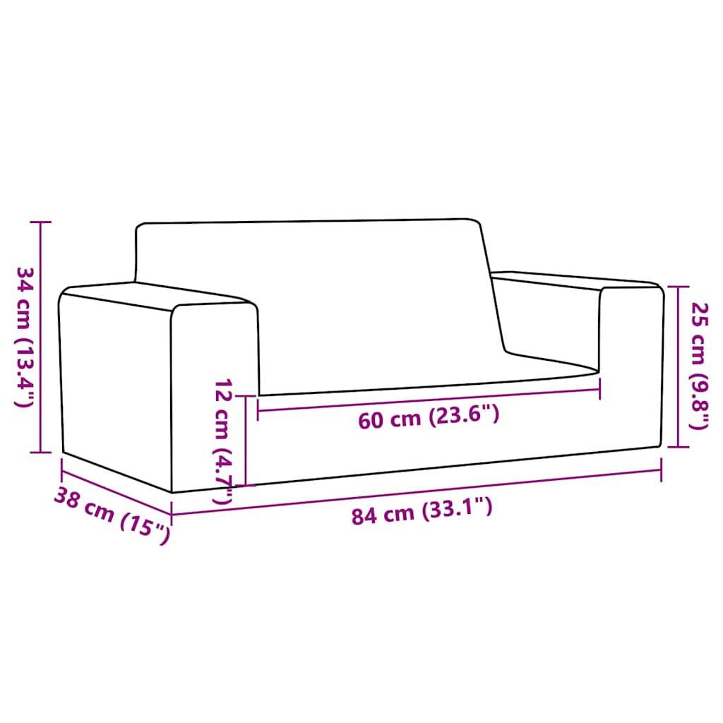 Kindersofa 2-Sitzer Rosa Weich Plüsch