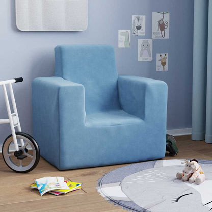 Kindersofa Blau Weich Plüsch