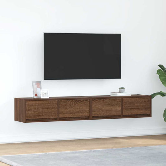 TV-Schränke 2Stk. Braun Eichen-Optik 80x31x25,5cm Holzwerkstoff