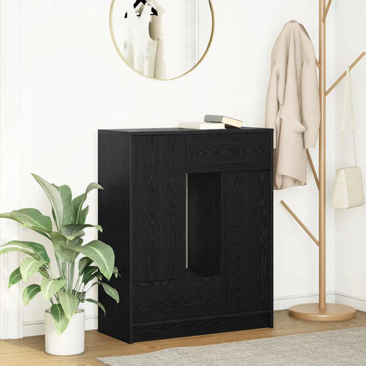 Sideboard mit Schubladen Türen Schwarz Eichen-Optik 73x31x90 cm