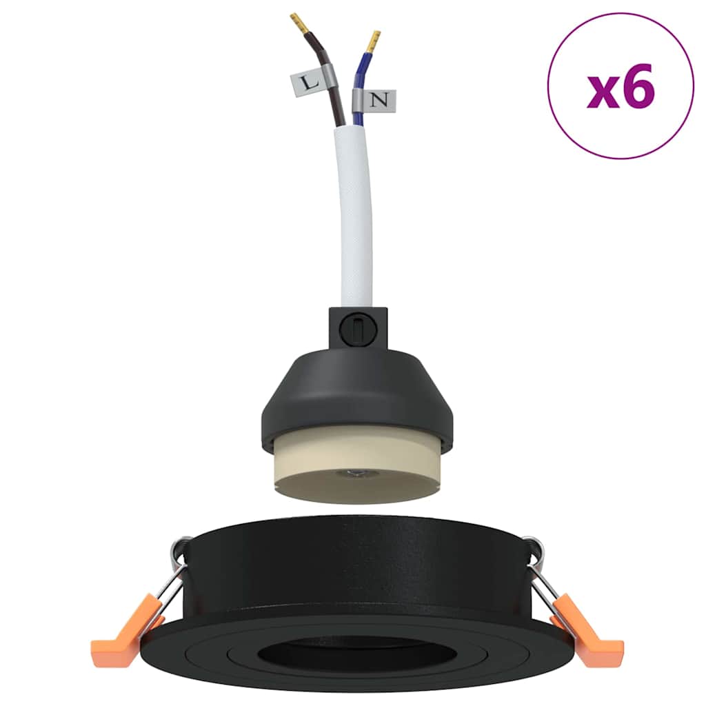 Spotlight 6 pcs Schwarz 9 x 9 x 2 cm Aluminium