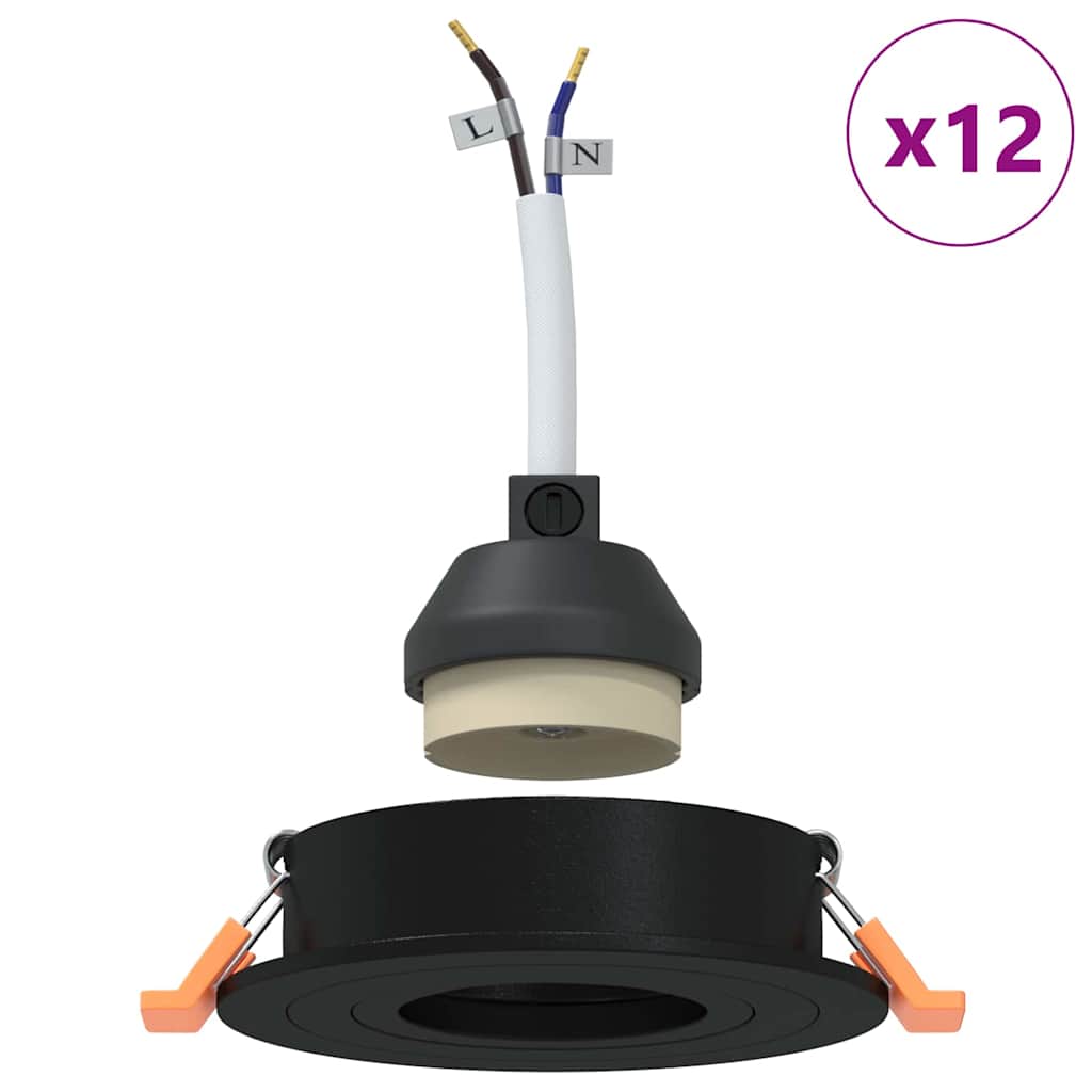 Spotlight 12 pcs Schwarz 9 x 9 x 2 cm Aluminium