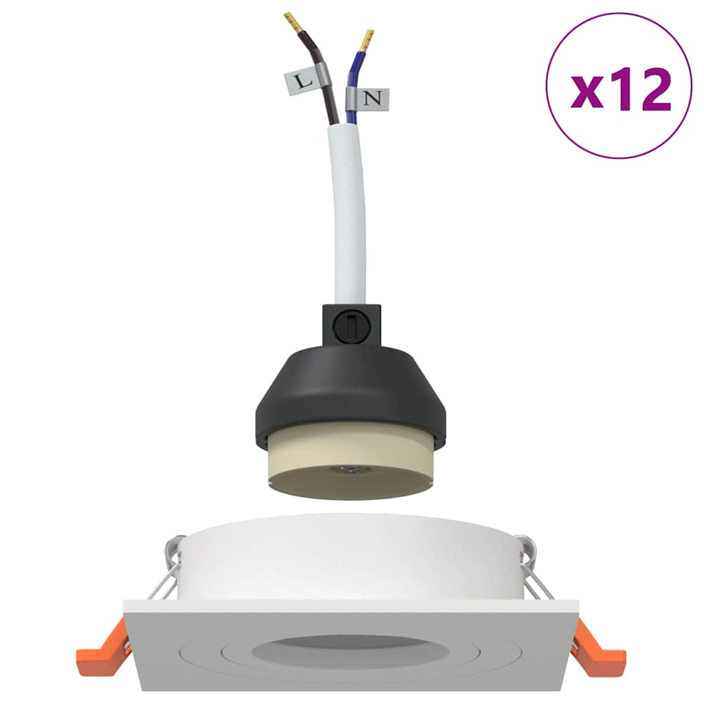 Spotlight 12 pcs Weiß 9 x 9 x 2 cm Aluminium