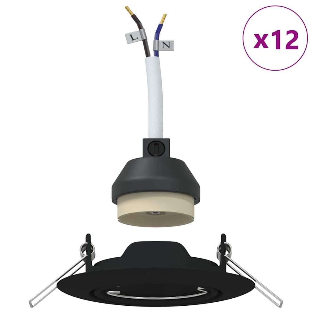 Spotlight 12 pcs Schwarz 9 x 9 x 2,5 cm Metall