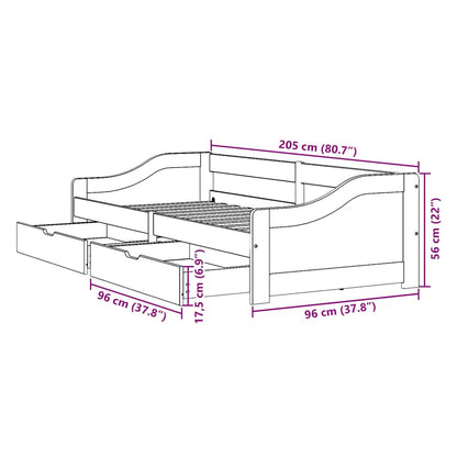 Tagesbett mit 2 Schubladen ohne Matratze Weiß Rosa 90x200cm