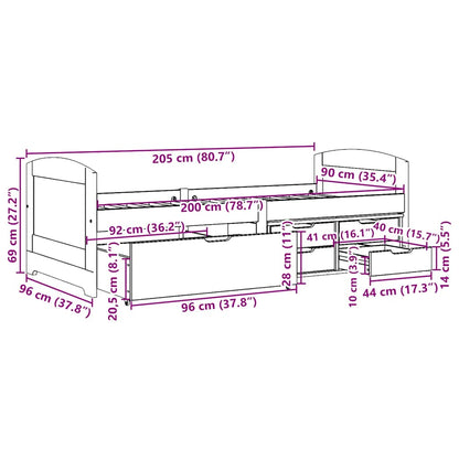 Tagesbett mit 5 Schubladen ohne Matratze Weiß Rosa 90x200cm