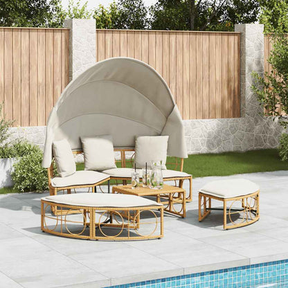 Outdoor-Loungebett mit Dach und Kissen Poly Rattan