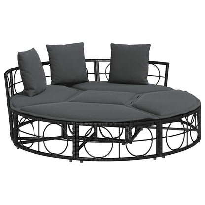 Outdoor-Loungebett ohne Dach Schwarz Poly Rattan