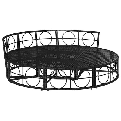 Outdoor-Loungebett ohne Dach Schwarz Poly Rattan