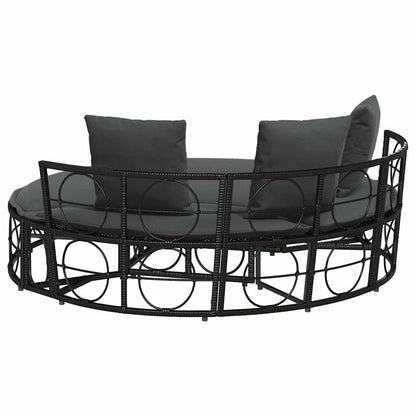 Outdoor-Loungebett ohne Dach Schwarz Poly Rattan