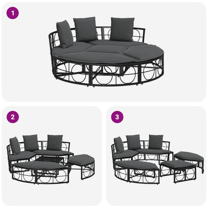 Outdoor-Loungebett ohne Dach Schwarz Poly Rattan