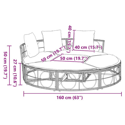 Outdoor-Loungebett ohne Dach Poly Rattan