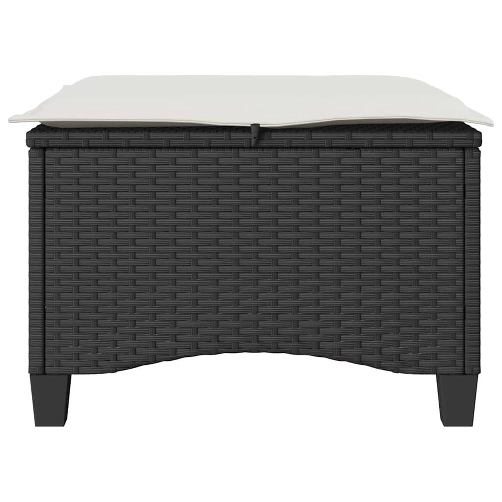 Gartenhocker mit Kissen 2 Stk. Schwarz 55x55x36 cm Poly Rattan