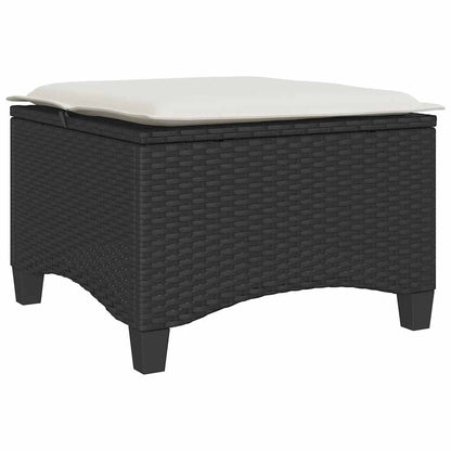 Gartenhocker mit Kissen 2 Stk. Schwarz 55x55x36 cm Poly Rattan