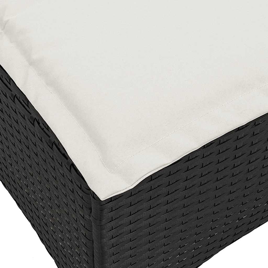 Gartenhocker mit Kissen 2 Stk. Schwarz 55x55x36 cm Poly Rattan