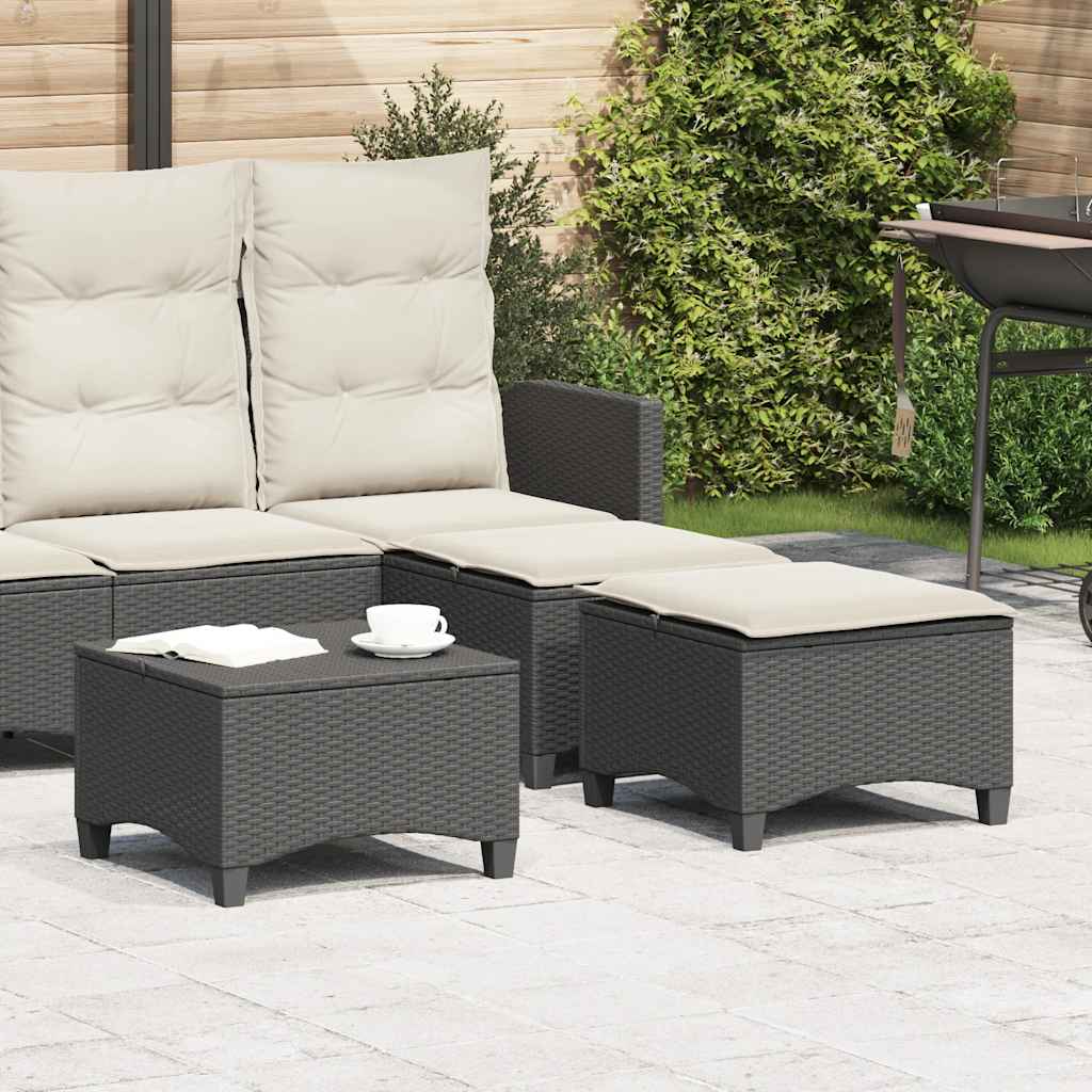 Gartenhocker mit Kissen 2 Stk. Schwarz 55x55x36 cm Poly Rattan