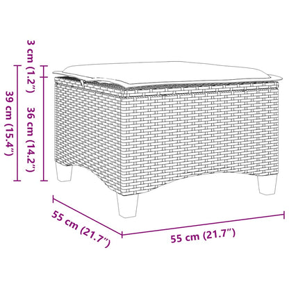 Gartenhocker mit Kissen 2 Stk. Braun 55x55x36 cm Poly Rattan