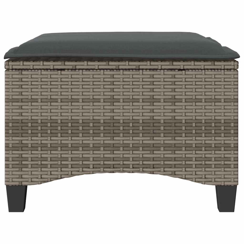 Gartenhocker mit Kissen 2 Stk. Grau 55x55x36 cm Poly Rattan