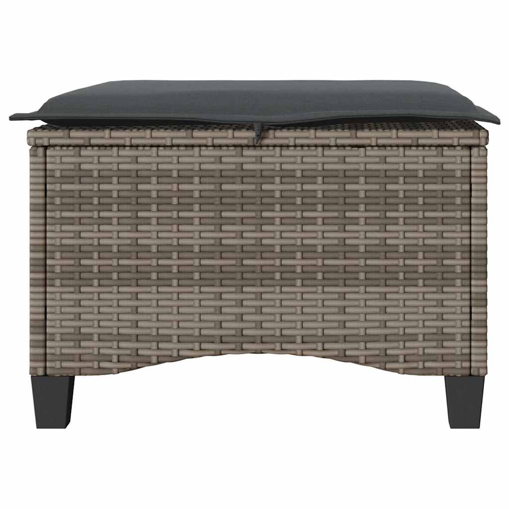 Gartenhocker mit Kissen 2 Stk. Grau 55x55x36 cm Poly Rattan