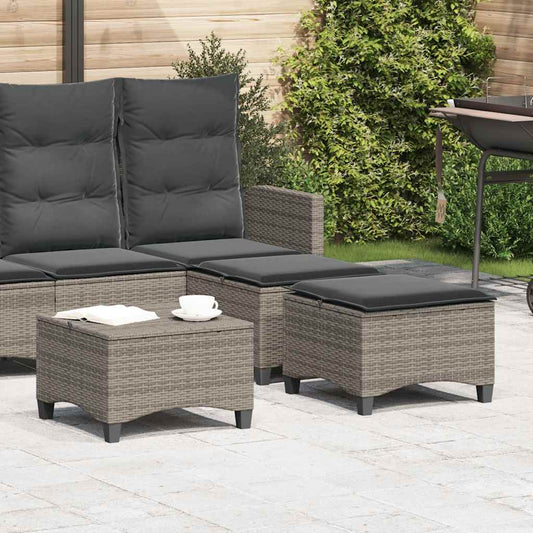 Gartenhocker mit Kissen 2 Stk. Grau 55x55x36 cm Poly Rattan