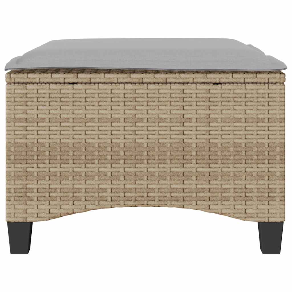 Gartenhocker mit Kissen 2 Stk. Beige 55x55x36 cm Poly Rattan