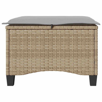 Gartenhocker mit Kissen 2 Stk. Beige 55x55x36 cm Poly Rattan