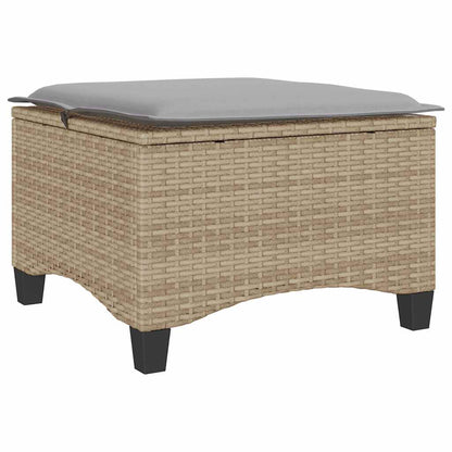 Gartenhocker mit Kissen 2 Stk. Beige 55x55x36 cm Poly Rattan