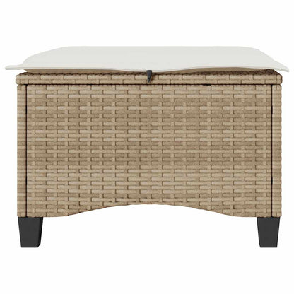 Gartenhocker mit Kissen 2 Stk. Beige 55x55x36 cm Poly Rattan