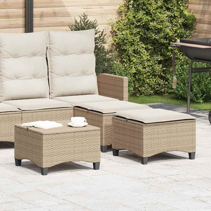 Gartenhocker mit Kissen 2 Stk. Beige 55x55x36 cm Poly Rattan