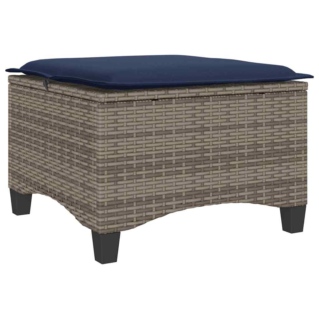 Gartenhocker mit Kissen 2 Stk. Grau 55x55x36 cm Poly Rattan