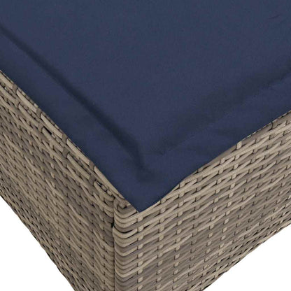 Gartenhocker mit Kissen 2 Stk. Grau 55x55x36 cm Poly Rattan