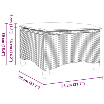 Gartenhocker mit Kissen 2 Stk. Grau 55x55x36 cm Poly Rattan