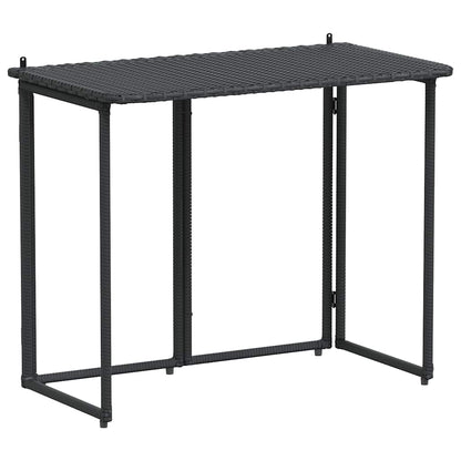 Gartentisch Klappbar Schwarz 90x51x75 cm Poly Rattan