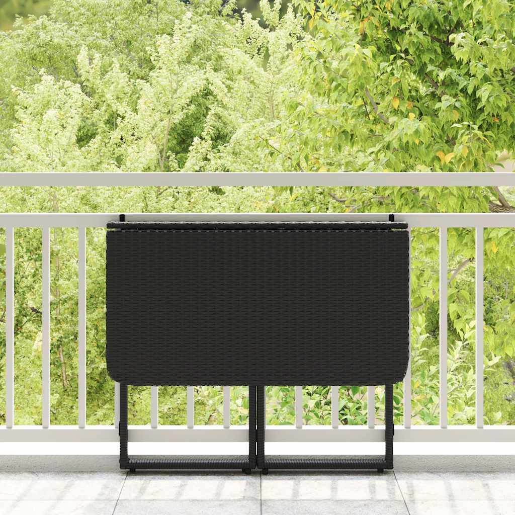 Gartentisch Klappbar Schwarz 90x51x75 cm Poly Rattan