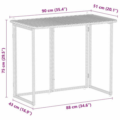 Gartentisch Klappbar Schwarz 90x51x75 cm Poly Rattan