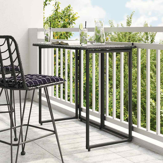 Gartentisch Klappbar Schwarz 90x51x75 cm Poly Rattan