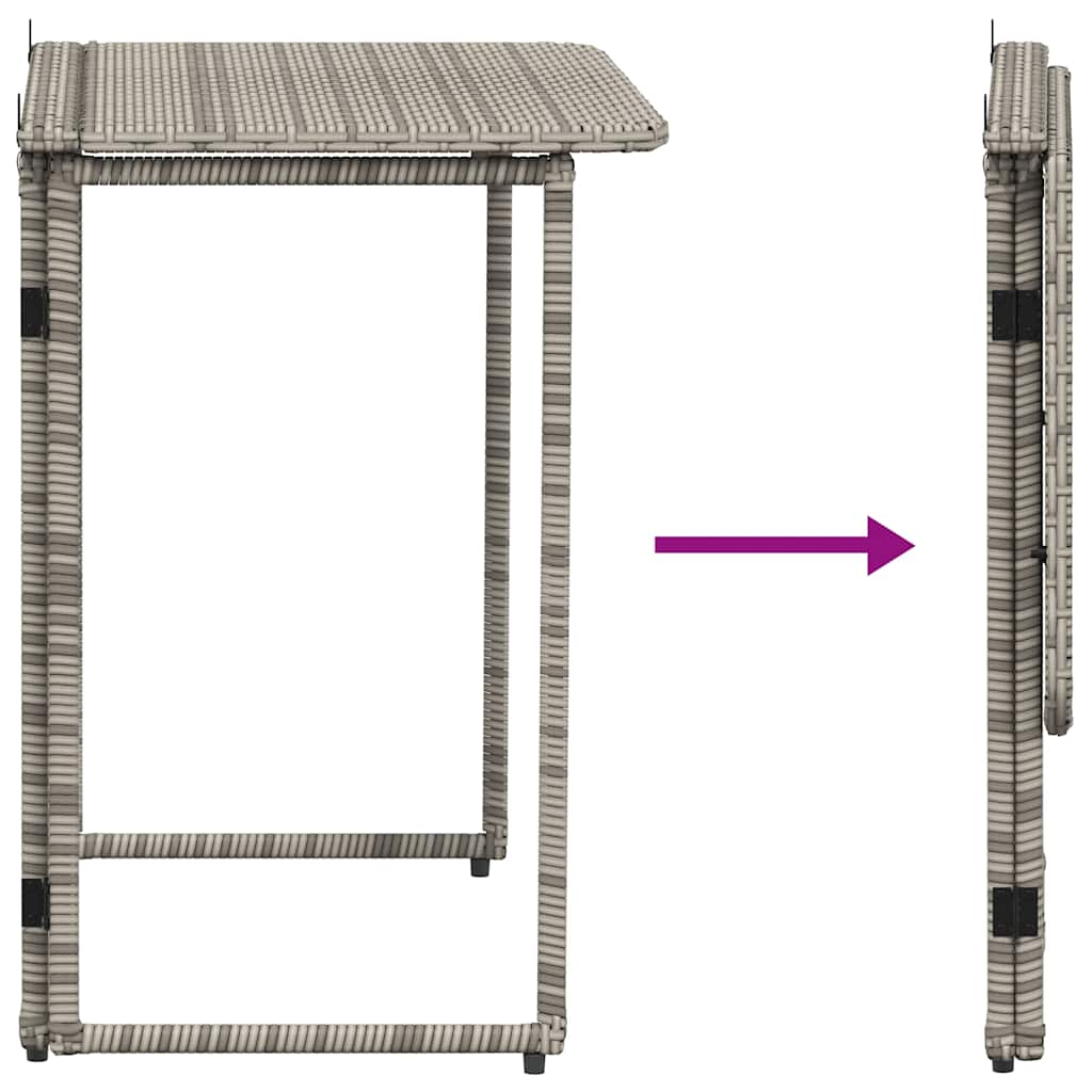 Gartentisch Klappbar Grau 90x51x75 cm Poly Rattan