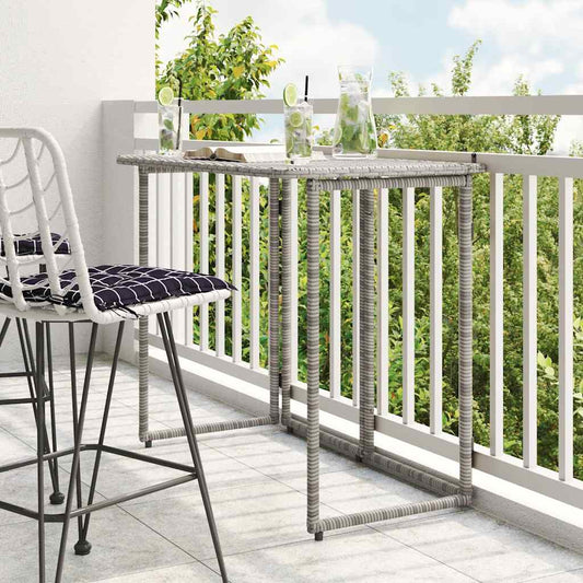 Gartentisch Klappbar Grau 90x51x75 cm Poly Rattan