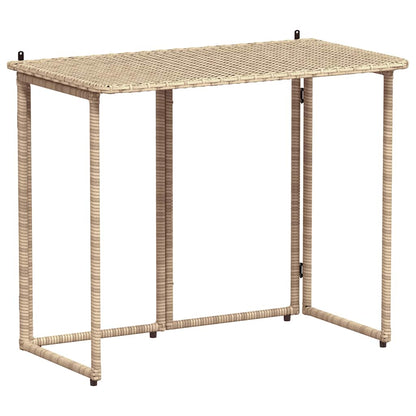 Gartentisch Klappbar Beige 90x51x75 cm Poly Rattan