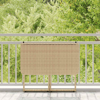 Gartentisch Klappbar Beige 90x51x75 cm Poly Rattan