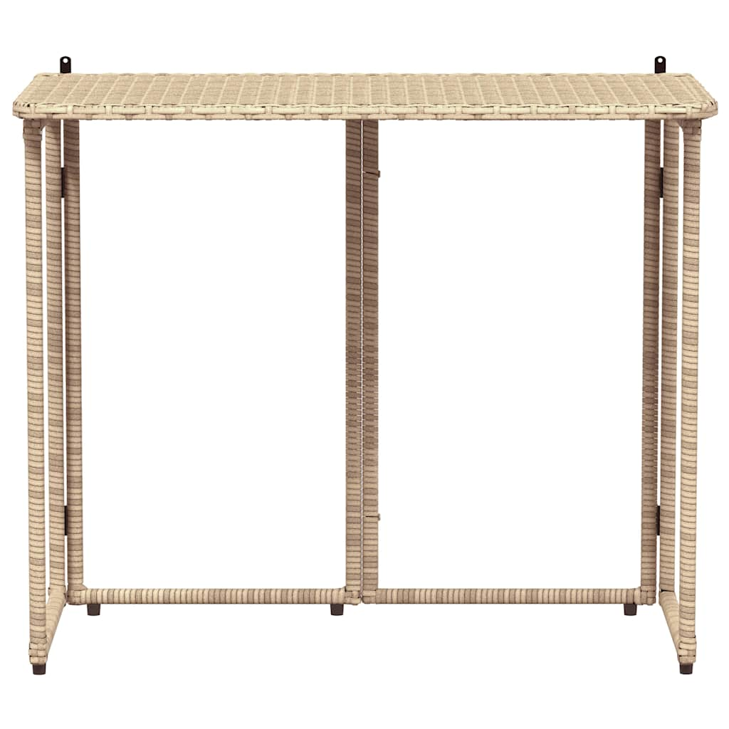 Gartentisch Klappbar Beige 90x51x75 cm Poly Rattan