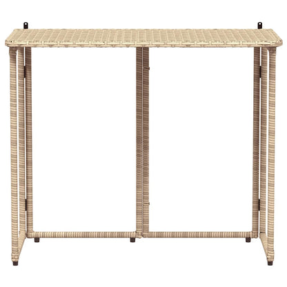 Gartentisch Klappbar Beige 90x51x75 cm Poly Rattan