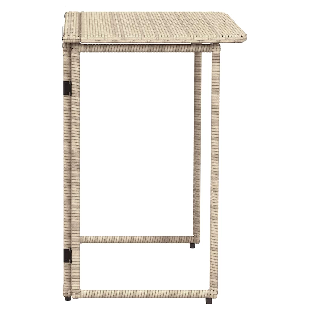 Gartentisch Klappbar Beige 90x51x75 cm Poly Rattan