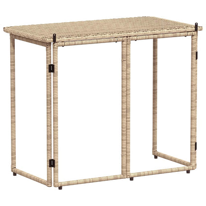 Gartentisch Klappbar Beige 90x51x75 cm Poly Rattan