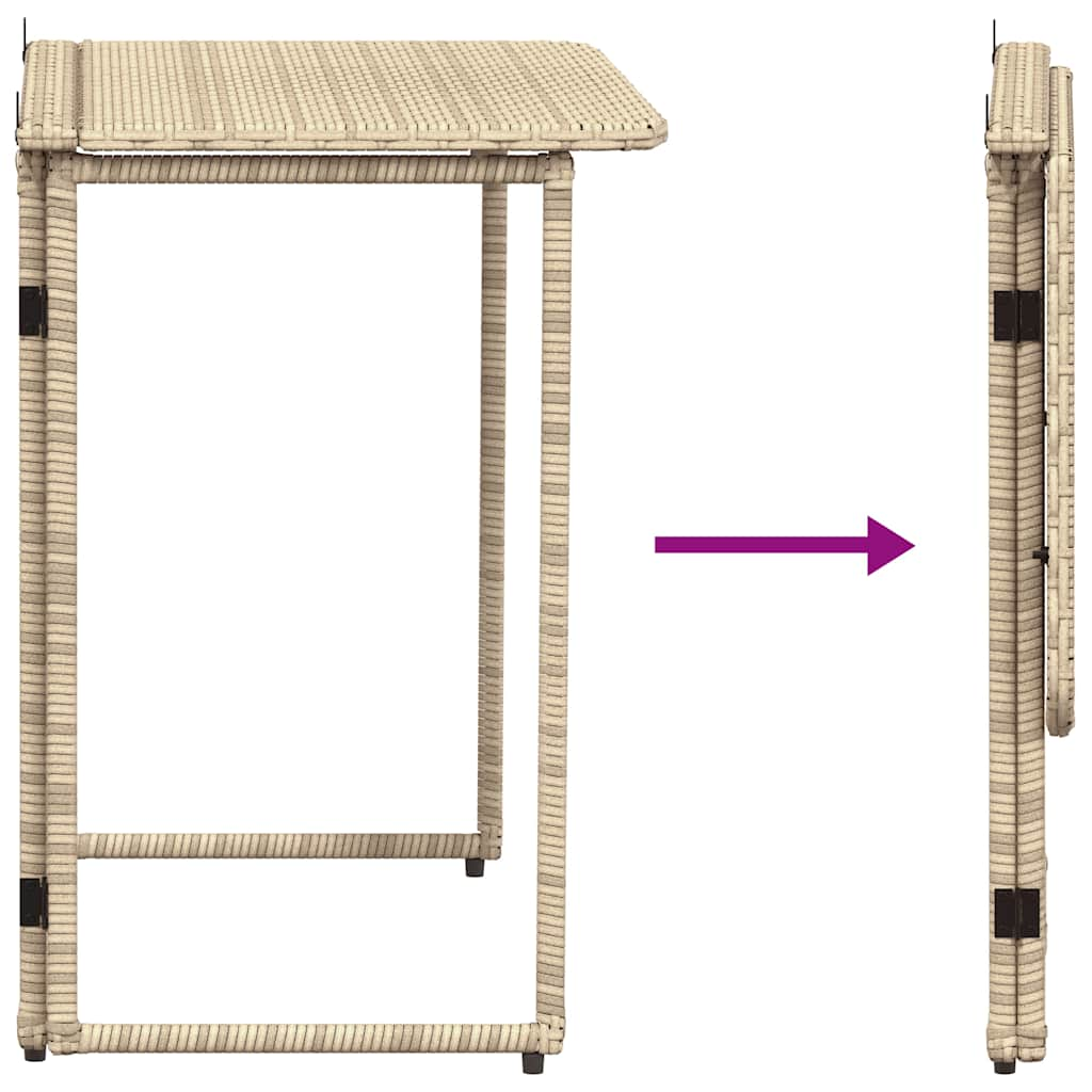 Gartentisch Klappbar Beige 90x51x75 cm Poly Rattan